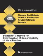 Standard Test Method 45: Method for Determination of Compressibility of Metal Powders